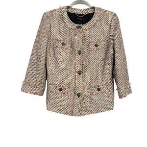 Talbots Womens Multicolor Boucle Tweed 3/4 Sleeve Lady Jacket Blazer Size 6 Work